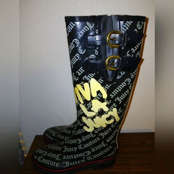 Juicy Couture Black Boots with Gold Accents - Picture 1 of 5